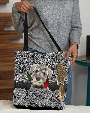 Schnauzer-Rose Cloth Tote Bag