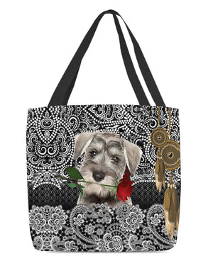 Schnauzer-Rose Cloth Tote Bag