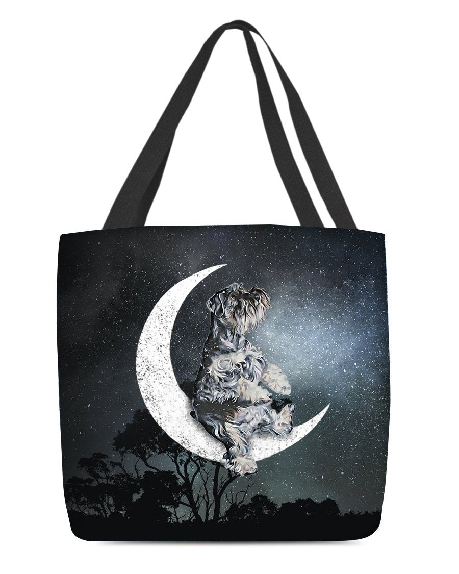 Schnauzer-Sit On The Moon-Cloth Tote Bag