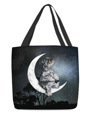 Schnauzer-Sit On The Moon-Cloth Tote Bag