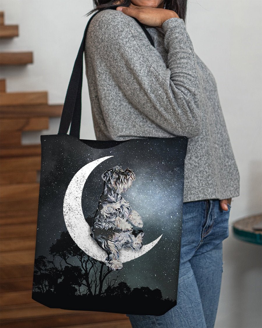 Schnauzer-Sit On The Moon-Cloth Tote Bag