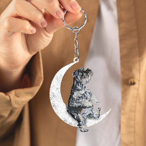 Schnauzer-Sit On The Moon Keychain