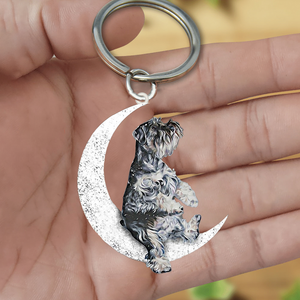 Schnauzer-Sit On The Moon Keychain