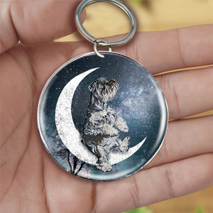 Schnauzer-Stars and Moon-Round Resin Epoxy Metal Keychain