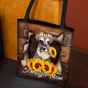 Schnauzer-Sunflower&Dog Mom Cloth Tote Bag