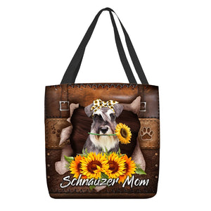 Schnauzer-Sunflower&Dog Mom Cloth Tote Bag