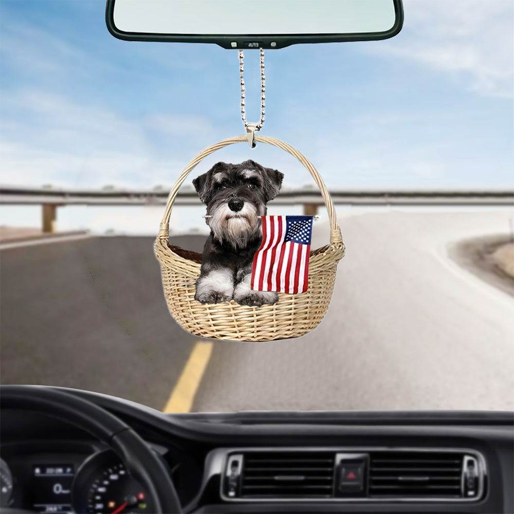 Schnauzer-With American Flag Two Sides Ornament