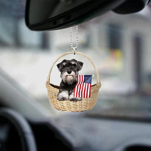 Schnauzer-With American Flag Two Sides Ornament