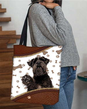 Schnauzer 2-Zipper Texture-Cloth Tote Bag