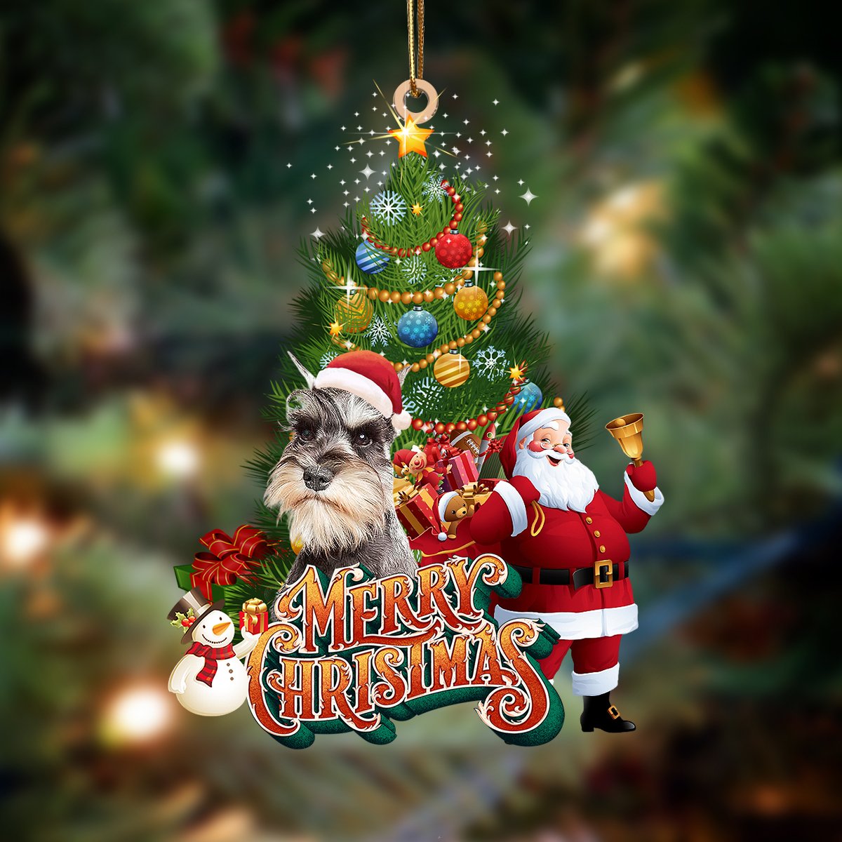 Schnauzer 1 (1)-Christmas Tree&Dog Hanging Ornament
