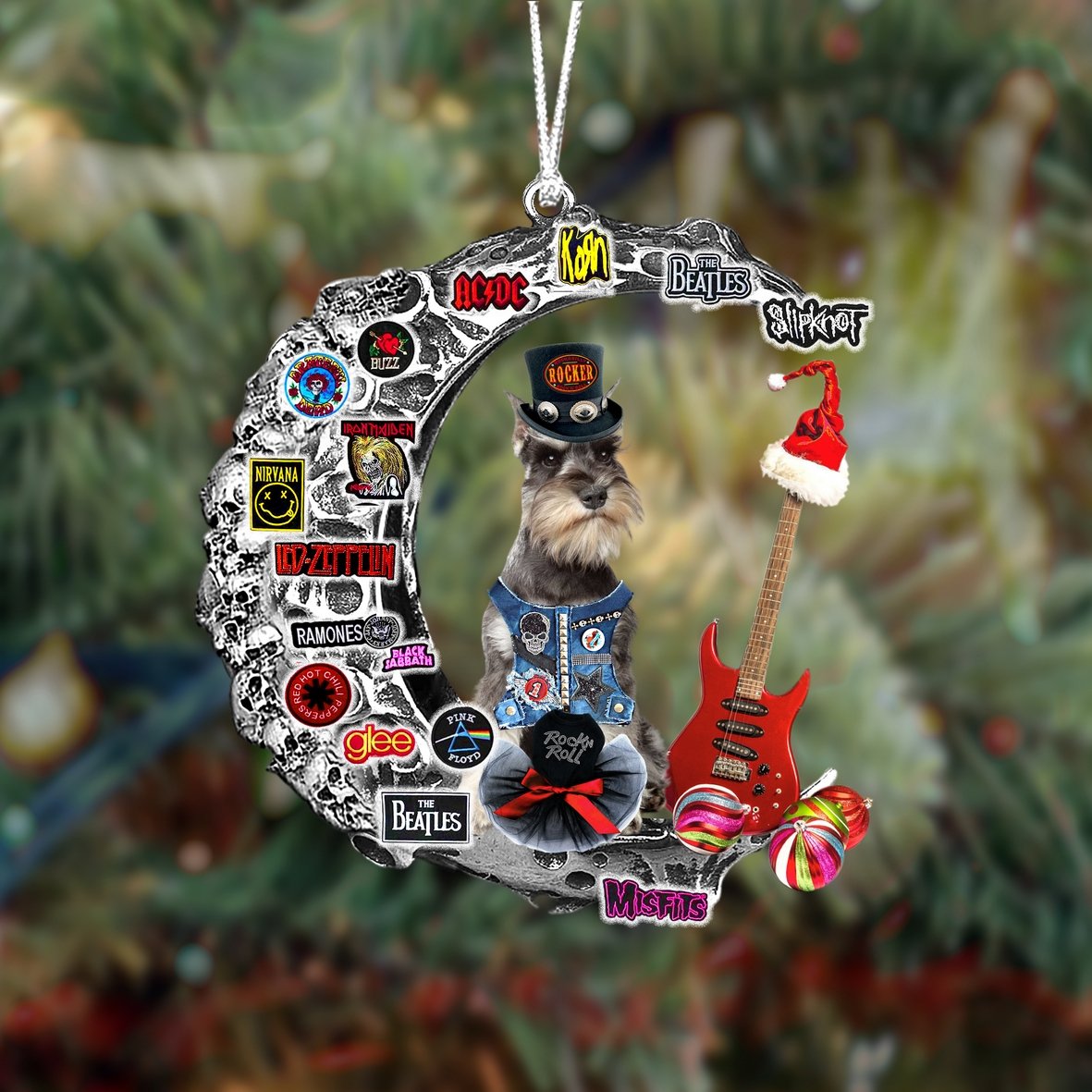 Schnauzer 2-Metal Rock in Christmas Two Sided Ornament