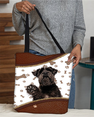 Schnauzer 2-Zipper Texture-Cloth Tote Bag