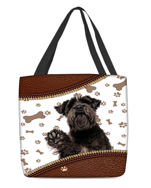 Schnauzer 2-Zipper Texture-Cloth Tote Bag