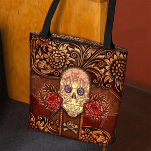 Schnauzer 2 Skull Flower Cloth Tote Bag