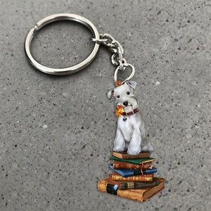 Schnauzer-Sit On The Book-Flat Acrylic Keychain