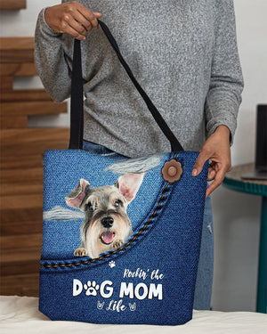 Schnauzer-Dog Mom Life-Cloth Tote Bag