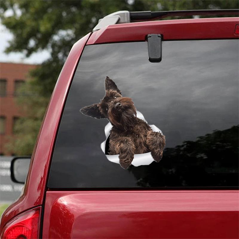 Cute Schnauzer 3 CRACK CAR STICKER