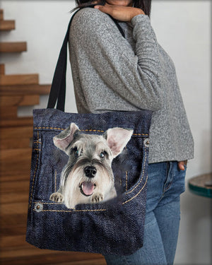 Schnauzer-Dark Denim-Cloth Tote Bag