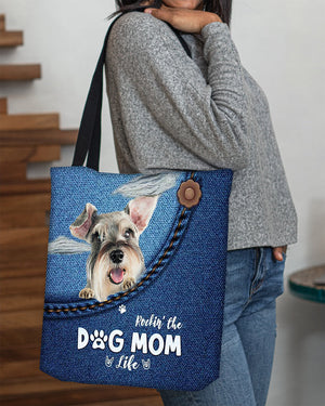 Schnauzer-Dog Mom Life-Cloth Tote Bag