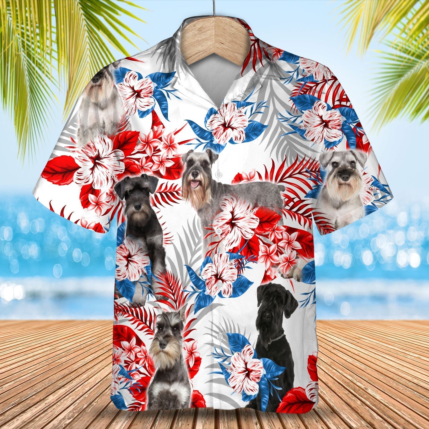 Schnauzer American Flag Hawaiian Shirt