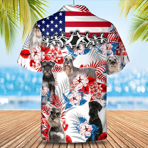 Schnauzer American Flag Hawaiian Shirt