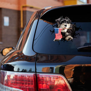 Schnauzer And American Flag Independent Day Car Sticker Decal