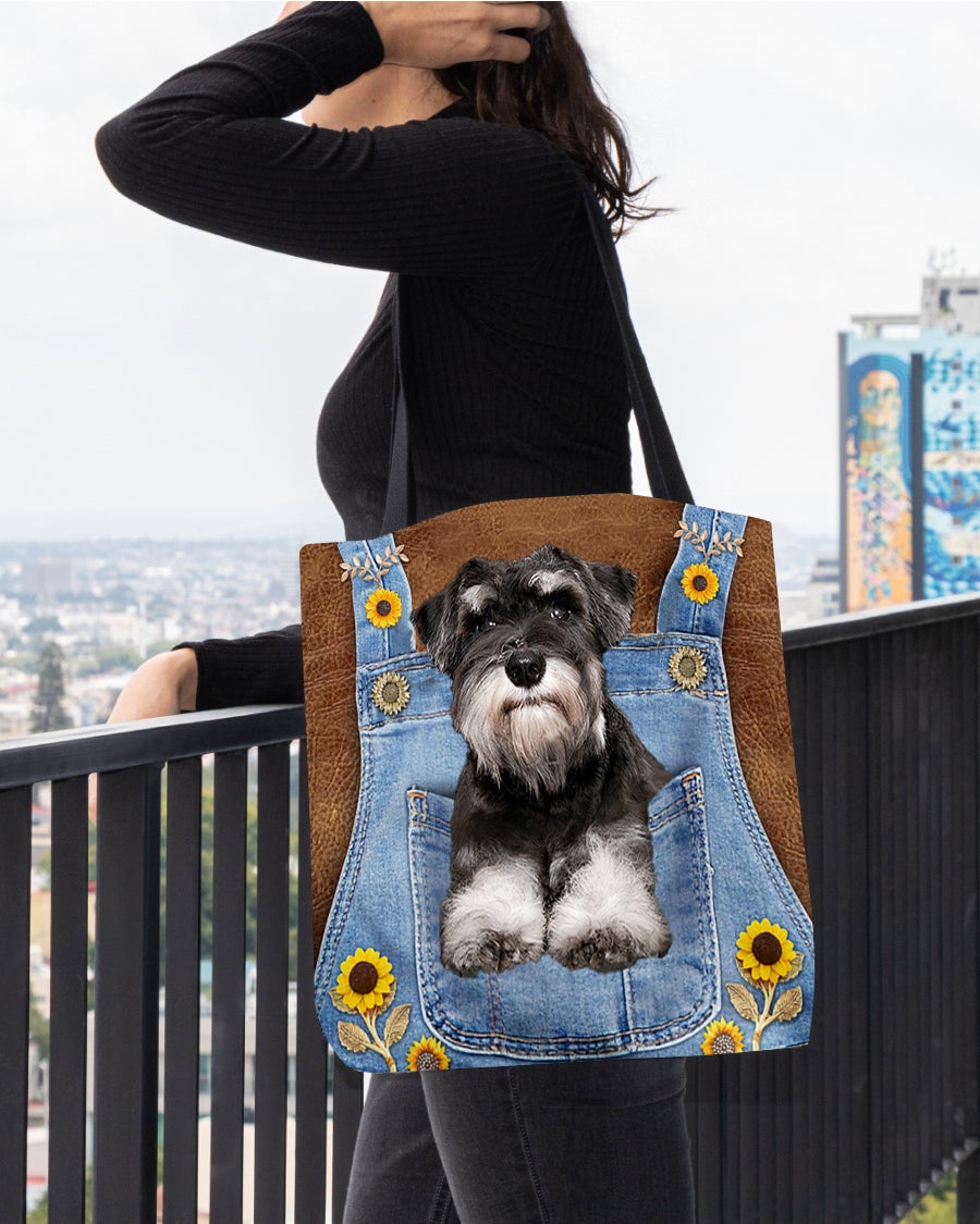 Schnauzer And Sunflower-Cloth Tote Bag