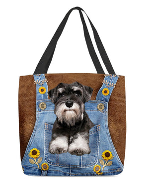 Schnauzer And Sunflower-Cloth Tote Bag