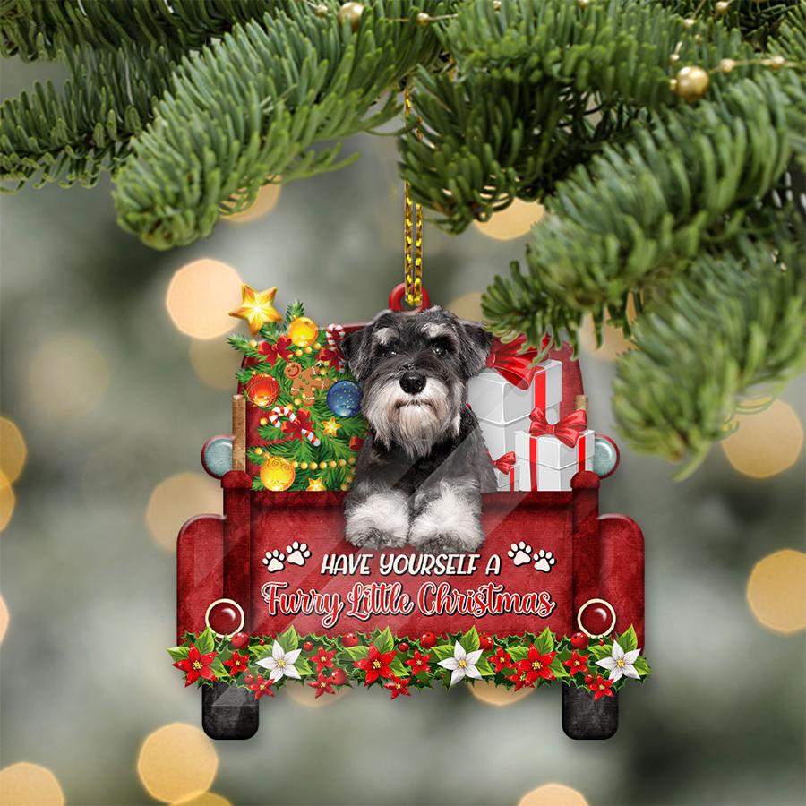 Schnauzer Sit On A Truck-Two Sided Ornament