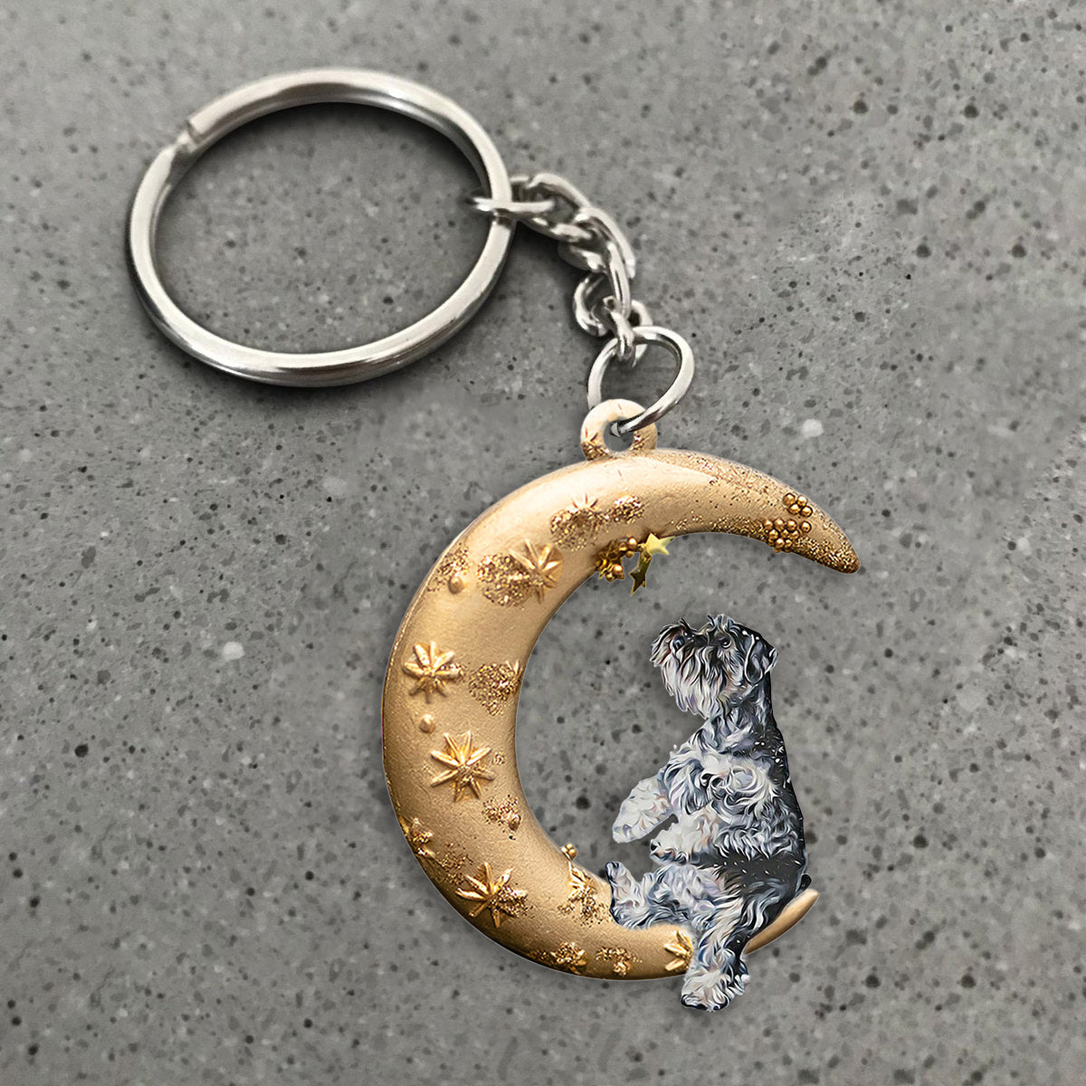 Schnauzer-Dog & Moon Flat Acrylic Keychain