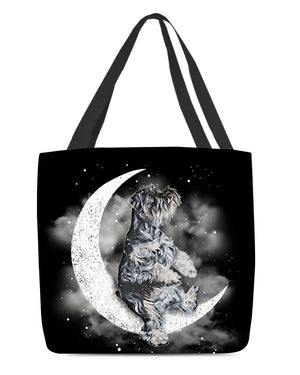 Schnauzer Sit On The Moon With Starts-Cloth Tote Bag