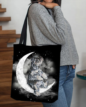 Schnauzer Sit On The Moon With Starts-Cloth Tote Bag