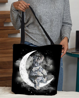 Schnauzer Sit On The Moon With Starts-Cloth Tote Bag