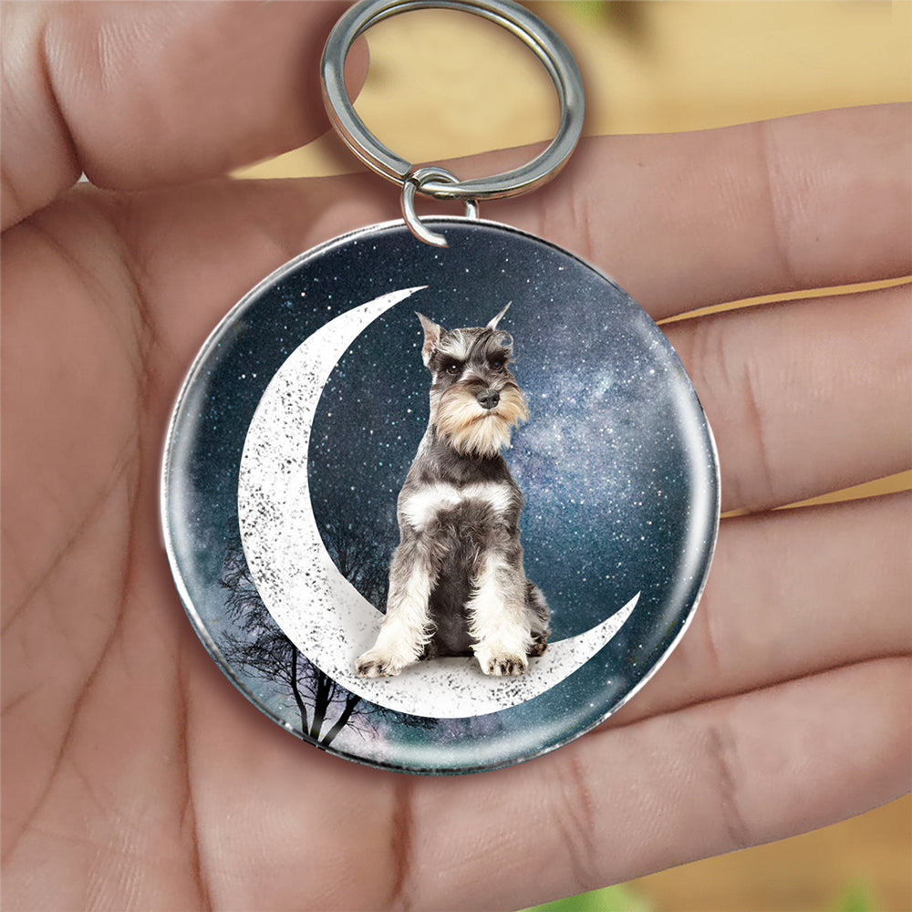 Schnauzer (3)-Stars and Moon-Round Resin Epoxy Metal Keychain