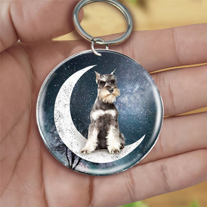 Schnauzer (3)-Stars and Moon-Round Resin Epoxy Metal Keychain