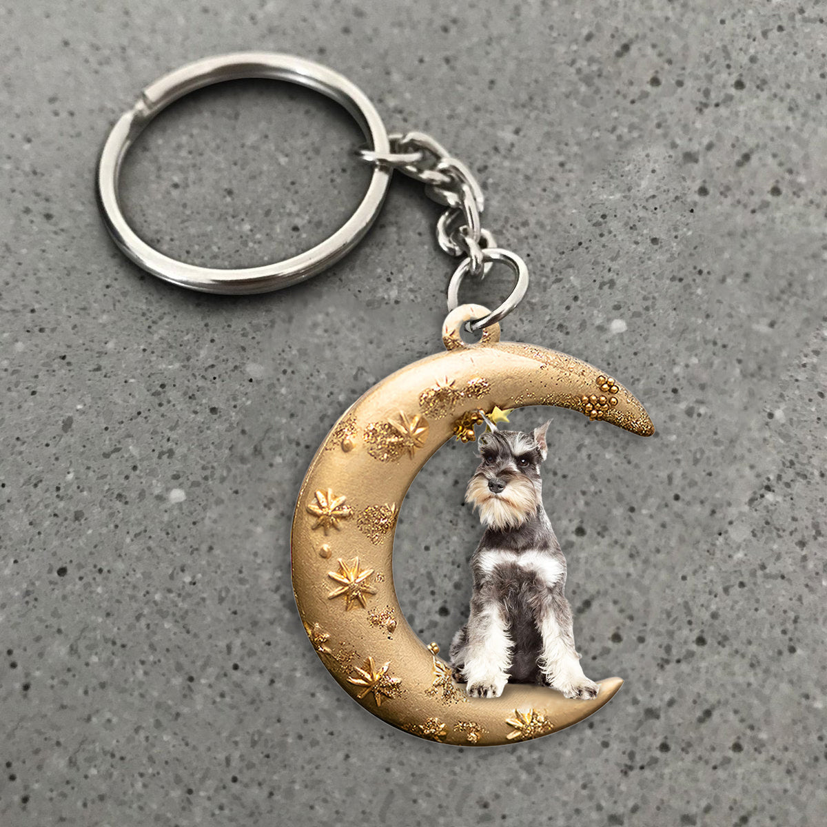 Schnauzer (3)-Dog & Moon Flat Acrylic Keychain