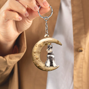 Schnauzer (3)-Dog & Moon Flat Acrylic Keychain