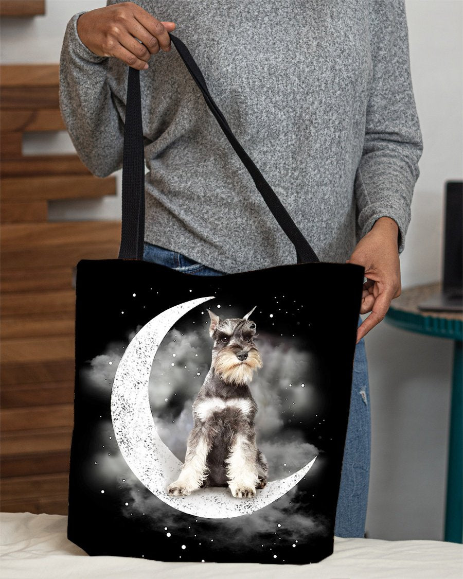 Schnauzer (3) Sit On The Moon With Starts-Cloth Tote Bag