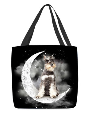 Schnauzer (3) Sit On The Moon With Starts-Cloth Tote Bag