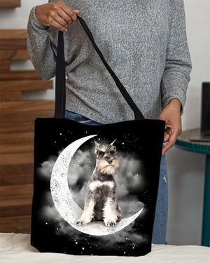 Schnauzer (3) Sit On The Moon With Starts-Cloth Tote Bag