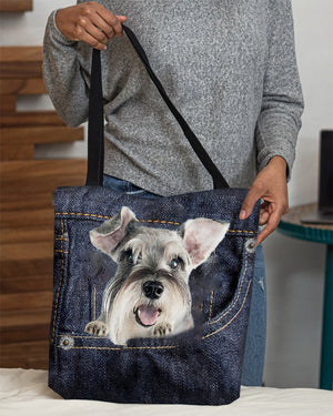 Schnauzer-Dark Denim-Cloth Tote Bag