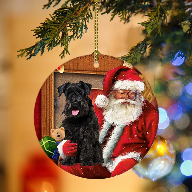 Schnauzer With Santa Christmas Ornament