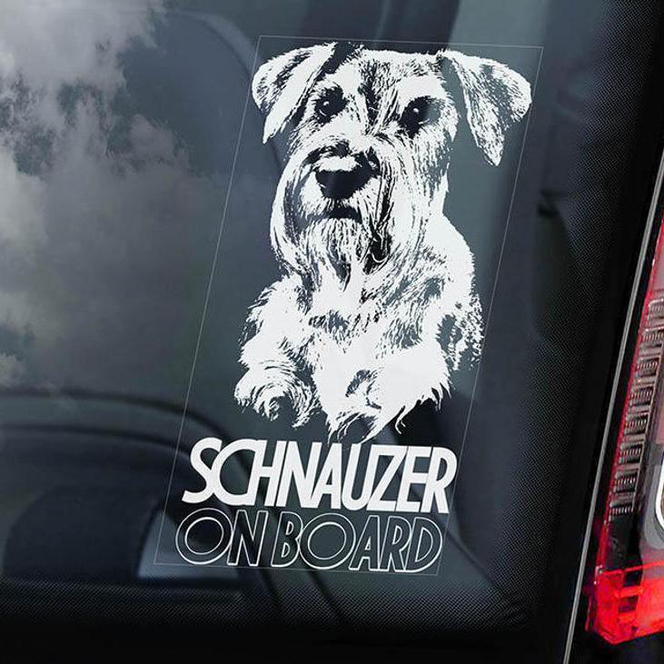 Schnauzer on Board-Car Window Sticker-Dog Sign Decal