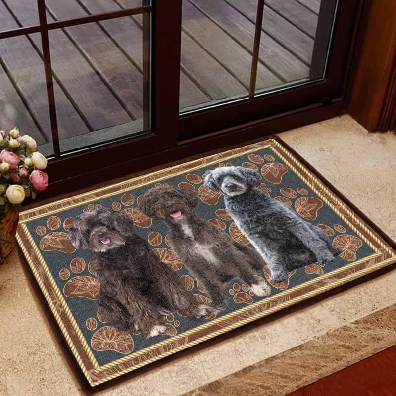 Schnoodle-Flower Paw Doormat