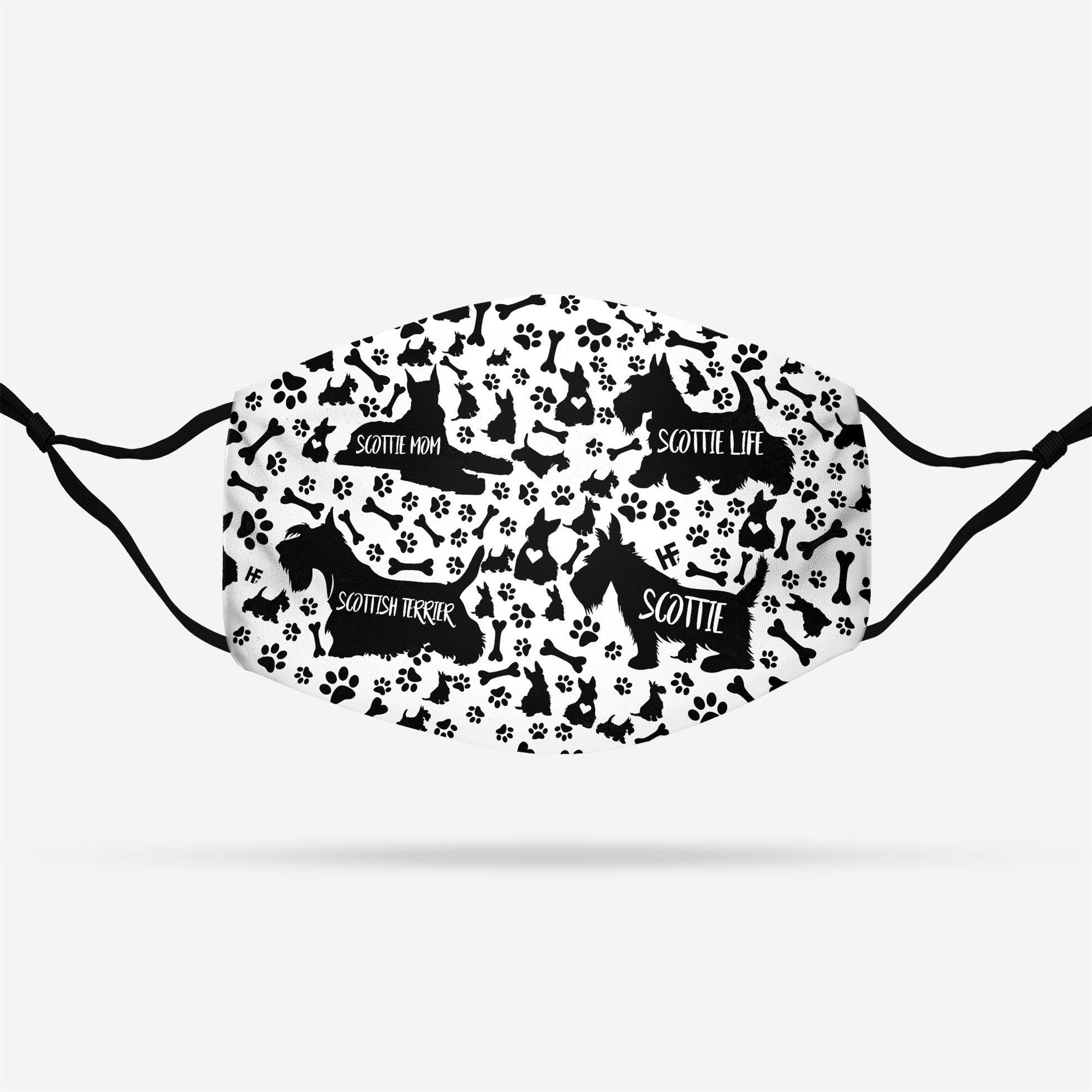 Scottish Terrier Black &amp; White Pattern EZ07 1708 Face Mask