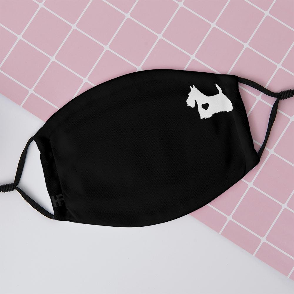 Scottish Terrier Heart EZ07 1708 Face Mask