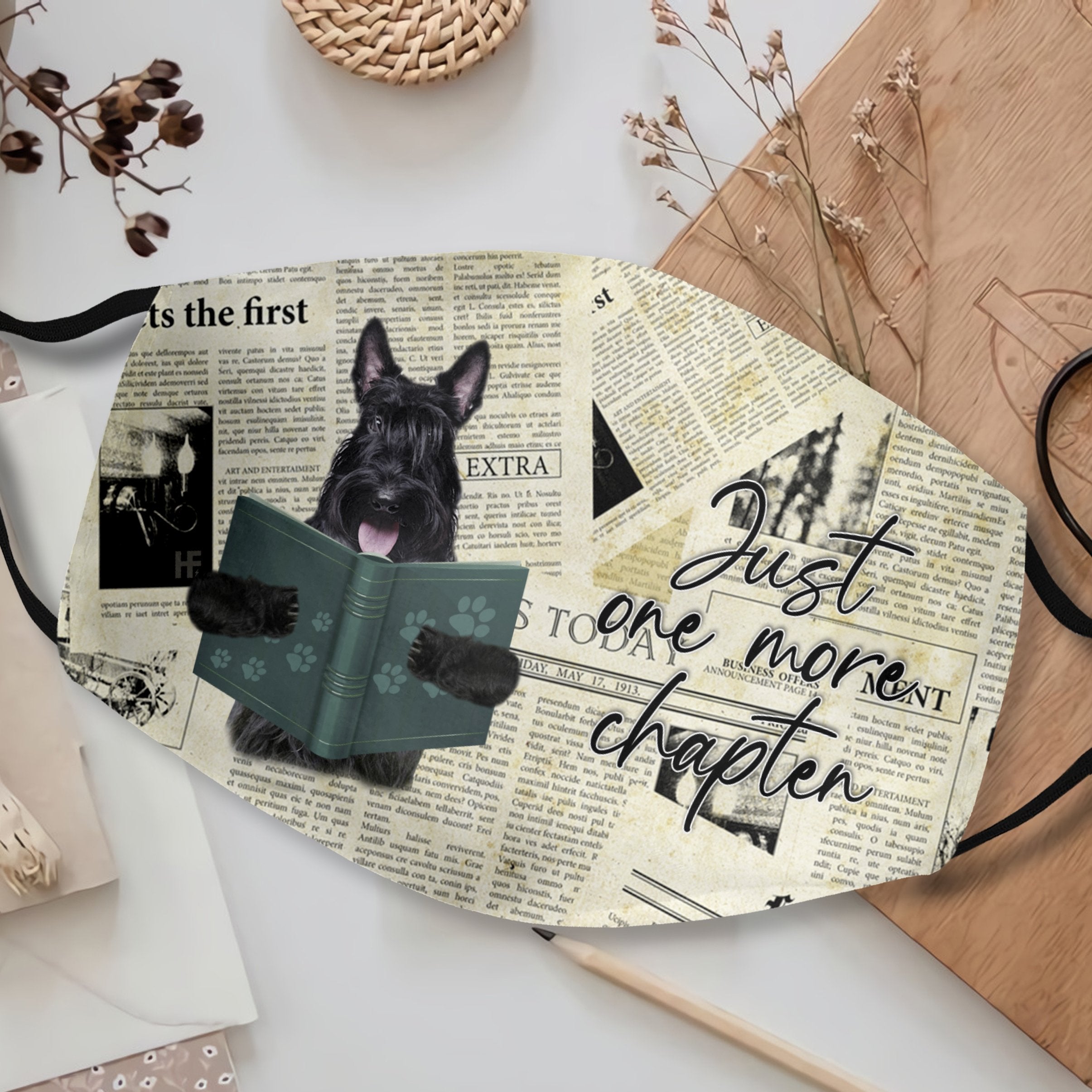 Scottish Terrier Just One More Chapter EZ07 1708 Face Mask