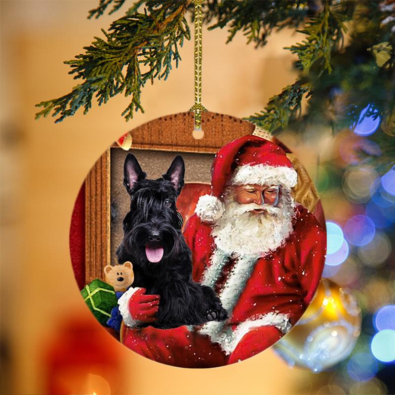 Scottish Terrier With Santa Christmas Ornament