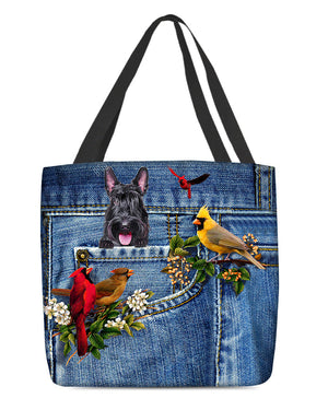 Scottish Terrier-Cardinal & Dog Cloth Tote Bag