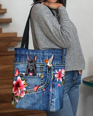 Scottish Terrier-Lily Cloth Tote Bag